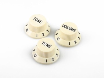 Set van 2 toneknoppen en 1 volumeknop - oud wit