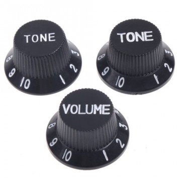 Set van 2 toneknoppen en 1 volumeknop - zwart