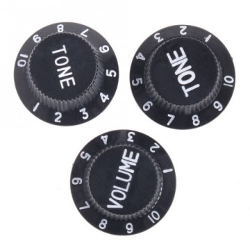Set van 2 toneknoppen en 1 volumeknop - zwart